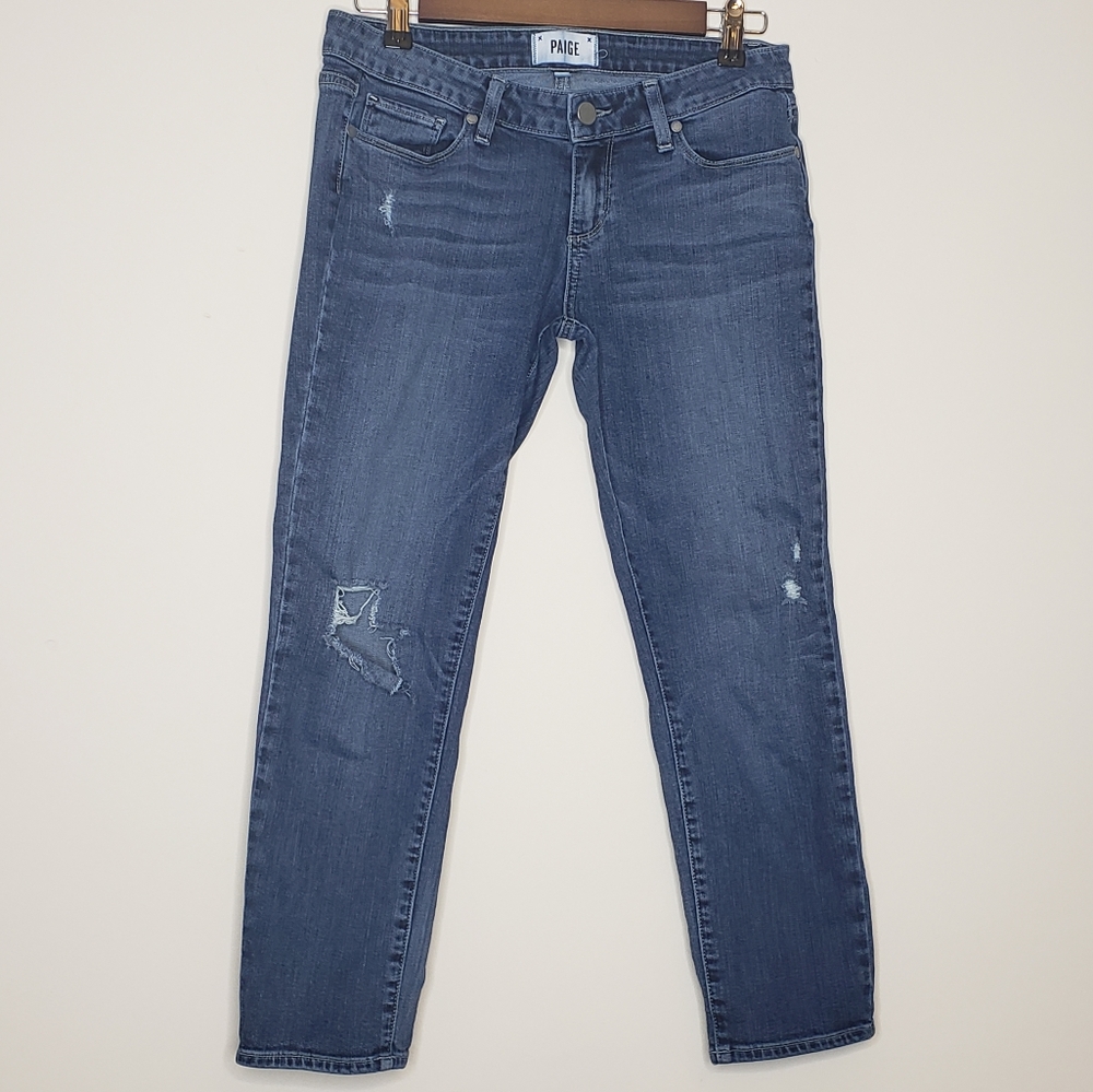 PAIGE straight Jimmy Jimmy crop Kendall distressed ripped jeans size 26